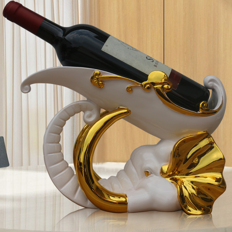 Creative European-Style Fashion Elephant Wine Rack Living Room Dining Room Wine Cabinet Decoration Ornaments Home Accessories High-End Handmade