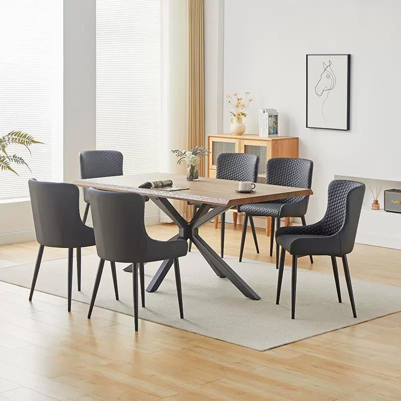 亚马逊实木贴纸餐桌洽谈桌北欧现代简约MDF桌子wood dining table