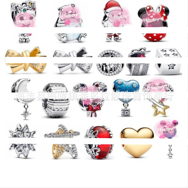 Pandora Beads New Christmas Series Santa Claus Mickey Minnie Beads Bracelet DIY Accessories Beads