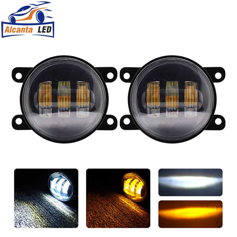 (2개) 30W 4 인치 LED 수정 된 자동차 빛 지프 랭글러 지프 JK TJ 안개 빛 더블 컬러 클래식