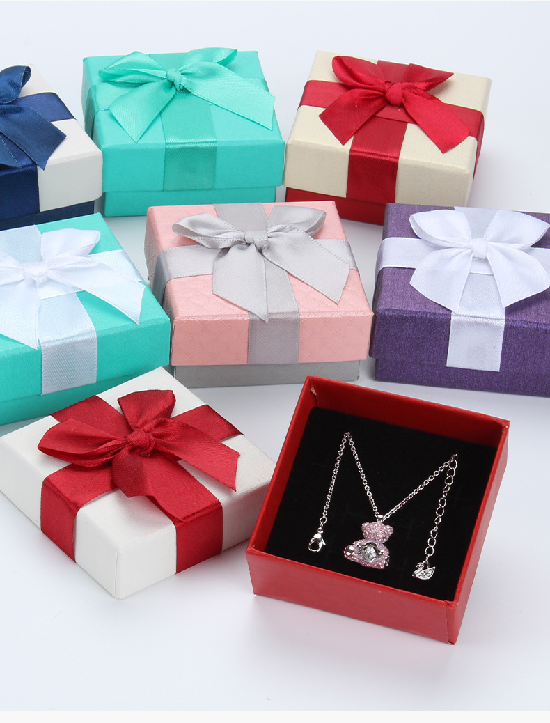 Indoor Occasion Simple Style Bow Knot Paper Jewelry Boxes