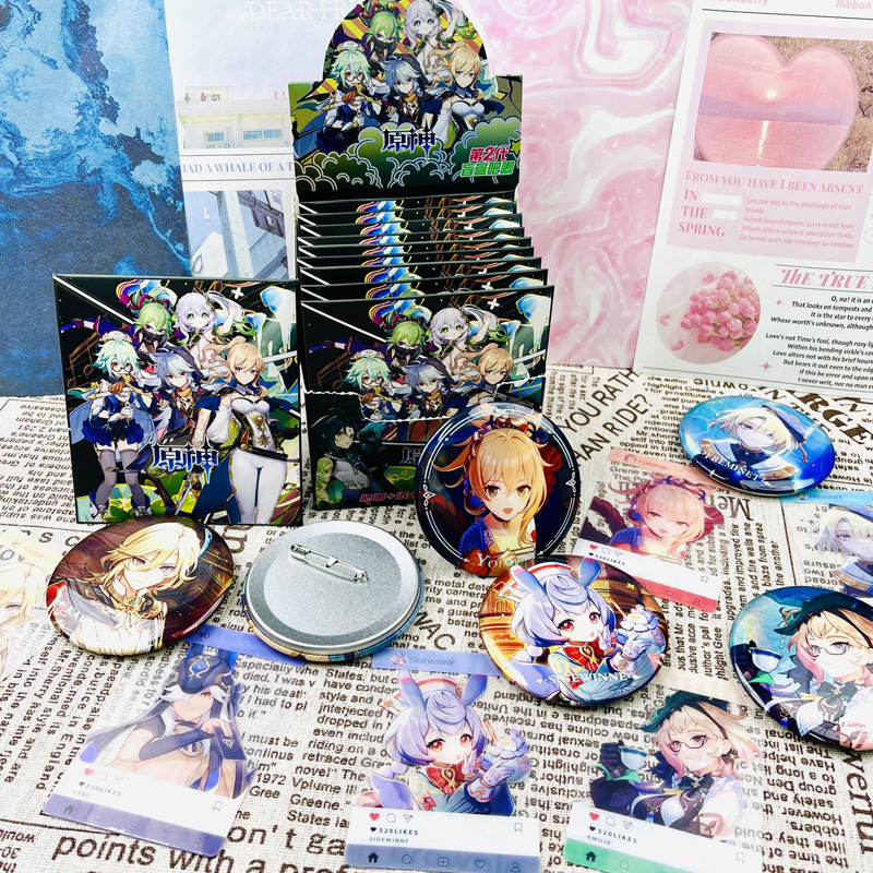 原神盲抽雙閃吧唧pvc透卡75mm徽章動漫遊戲角色徽章穀子盲抽禮物