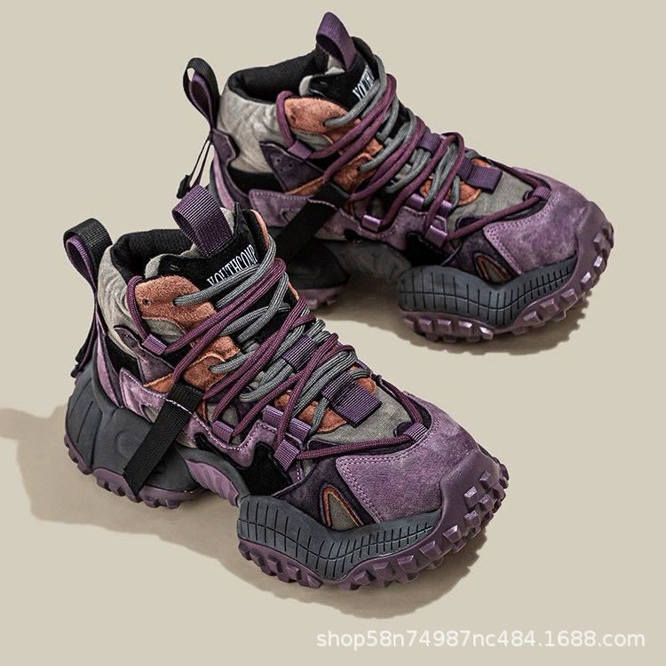 Celebrity European Thick-Soled Dad Shoes Super Popular Fashion Sneakers 2025 Summer New Genuine Leather Casual High-Top Men's Shoes Celebrity European Thick-Soled Dad Shoes Super Popular Fashion Sneakers 2025 Summer New Genuine Leather Casual High-Top Men's Shoes