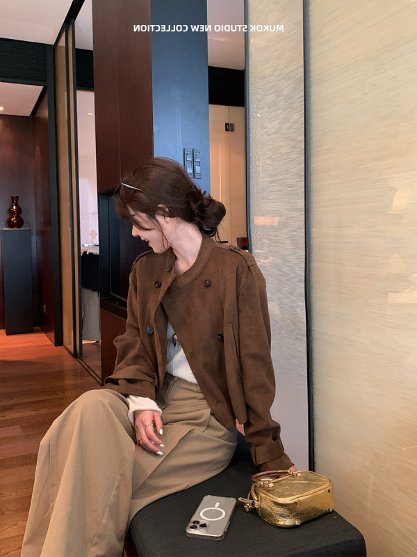 短款麂皮绒外套女秋冬新款2025爆款洋气流行小个子高级感夹克上衣|undefined