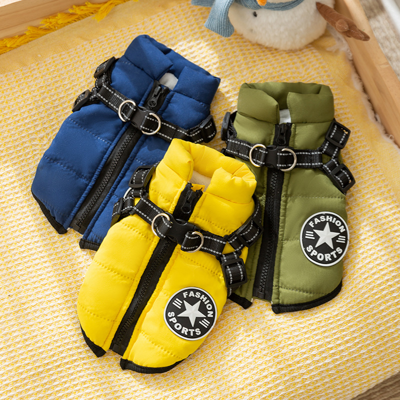 Otoño y invierno perros gruesos abrigo de asalto moda para salir tracción chaleco de algodón gato Teddy ropa de mascotas