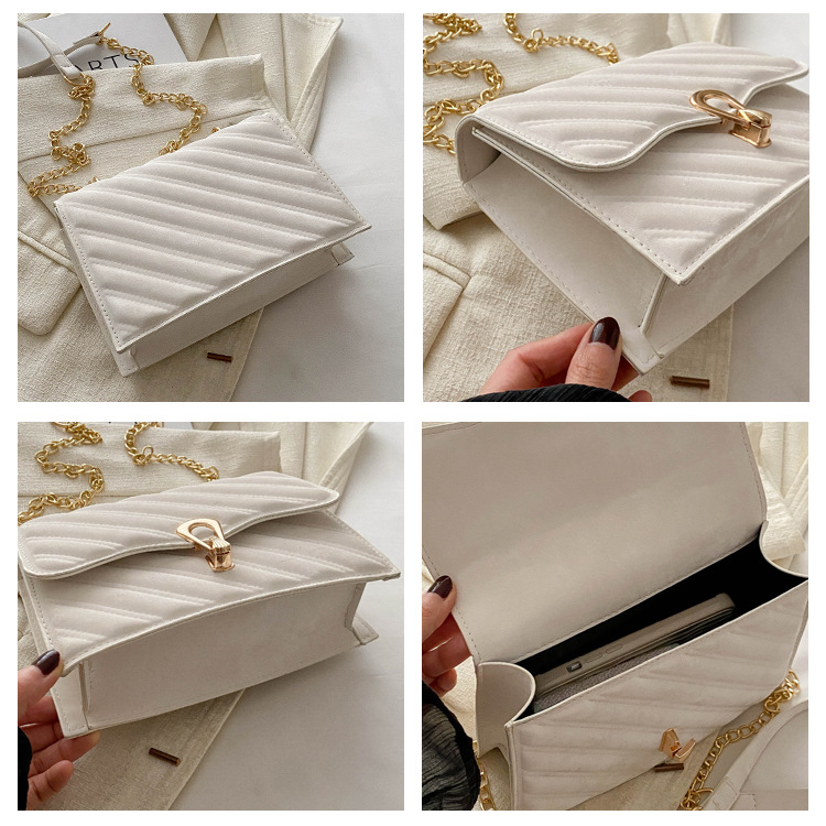 Bella, alla moda, casual, borsa a tracolla da donna con catena a croce diagonale semplice 2024, nuova tendenza, piccola borsa quadrata_voghion.com