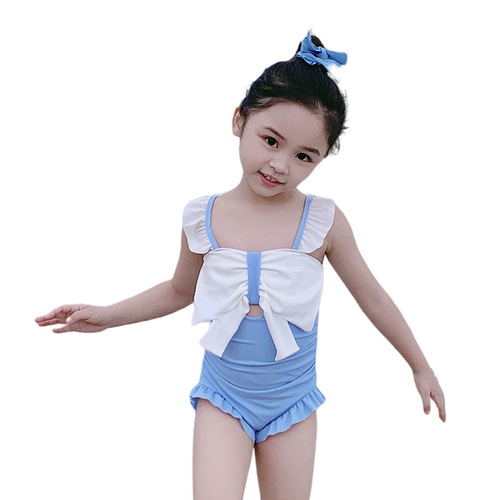 Children's swimsuits, girls, little ones, one-piece swimsuits, small fresh Korean version, cute bows, hot spring resort swimsuits wholesale