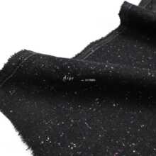 进口薄款 黑底彩色点点岗花羊毛精纺毛呢毛料面料西装设计师布料