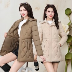 中长款羽绒棉服女2025新款韩版时尚防寒保暖棉衣修身连帽棉袄外套