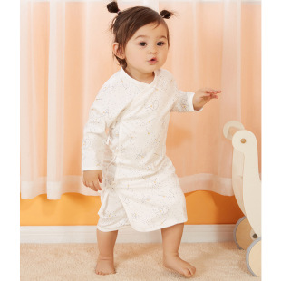 Autumn and Winter Style A-Type Kimono-Style Long-Sleeve Romper for Newborns, Home Wear, One-Piece Sleepwear, Sleep Bag, Crawling Suit