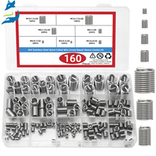 跨境货源160pcs 盒装 304不锈钢螺纹护套钢丝牙套钢丝螺套M3-M12
