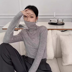法式欧货精纺高领羊毛针织打底衫女高级感内搭修身显瘦毛衣上衣