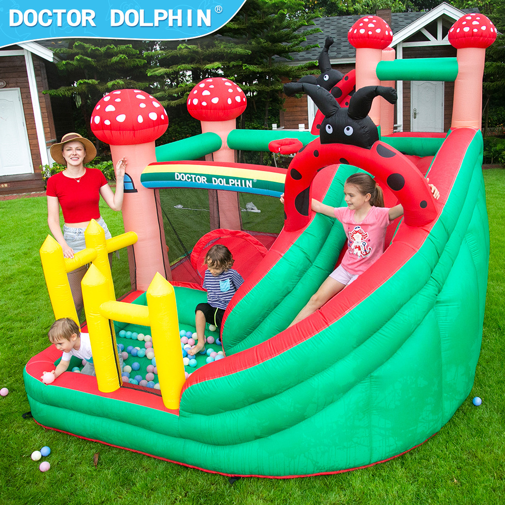 Doctor Dolphin | Castillo inflable pequeño hogar inflable deslizante mariquita de siete estrellas castillo inflable pequeño castillo doméstico