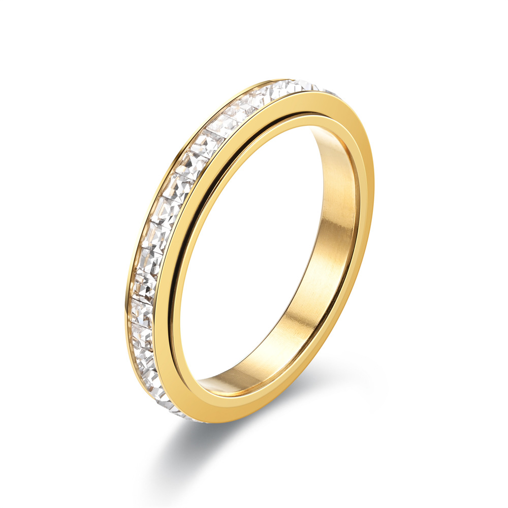 7g Weight Zircon Inlay Material Anxiety Ring Classification 12, 5, 6 Ring Size Simple Style Circle Stainless Steel Inlay Zircon Rings
