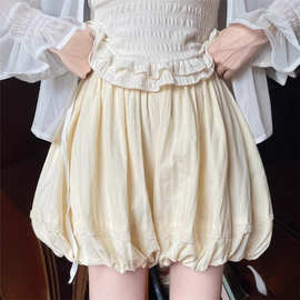 实拍百搭短款半身裙裤夏季甜美可爱高腰蓬蓬裤打底裤女