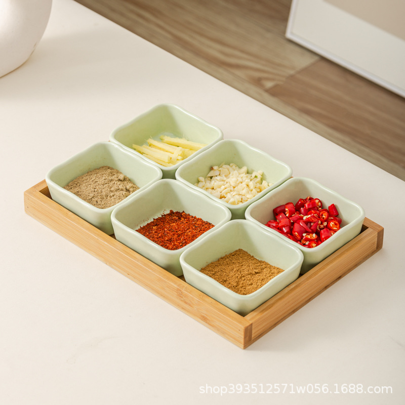 우유 녹색 6 그리드 로그 플레이트