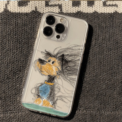 乱雑な子犬柄のiPhoneケース、17air、15plus、7、宇宙柄、12pro、可愛い、11、透明、16pro対応