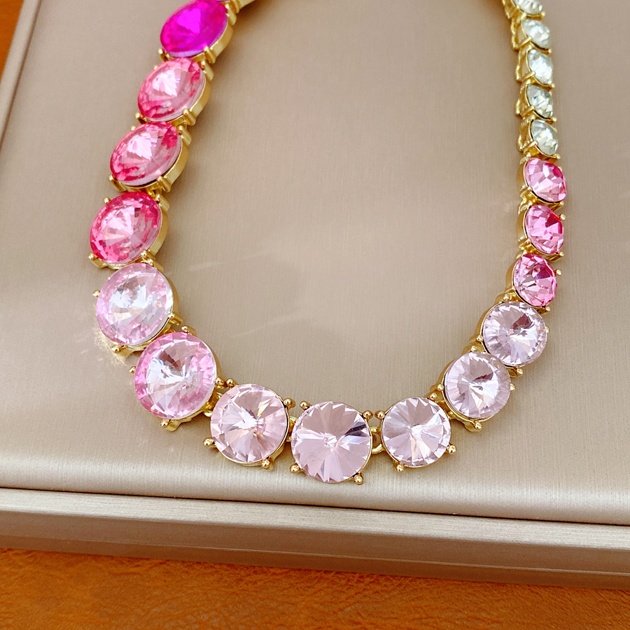 Collar ajustable de diamante redondo gradiente ligero de lujo nicho cadena de clavícula personalidad estilo de moda conjunto de joyería