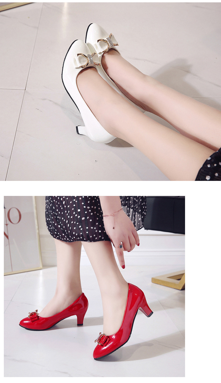 Damenschuhe mit runder Spitze und niedrigem Absatz, flache Schuhe mit Schleife, Klöppelschuhe, Arbeitsschuhe für Damen_voghion.com