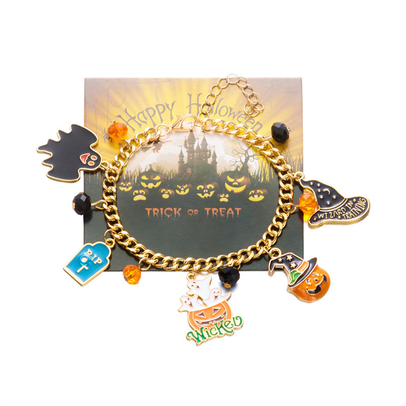 クロスボーダー新しいハロウィンシリーズジュエリーゴーストカボチャカーペンダントブレスレットかわいい面白い猫ホリデーブレスレット|undefined