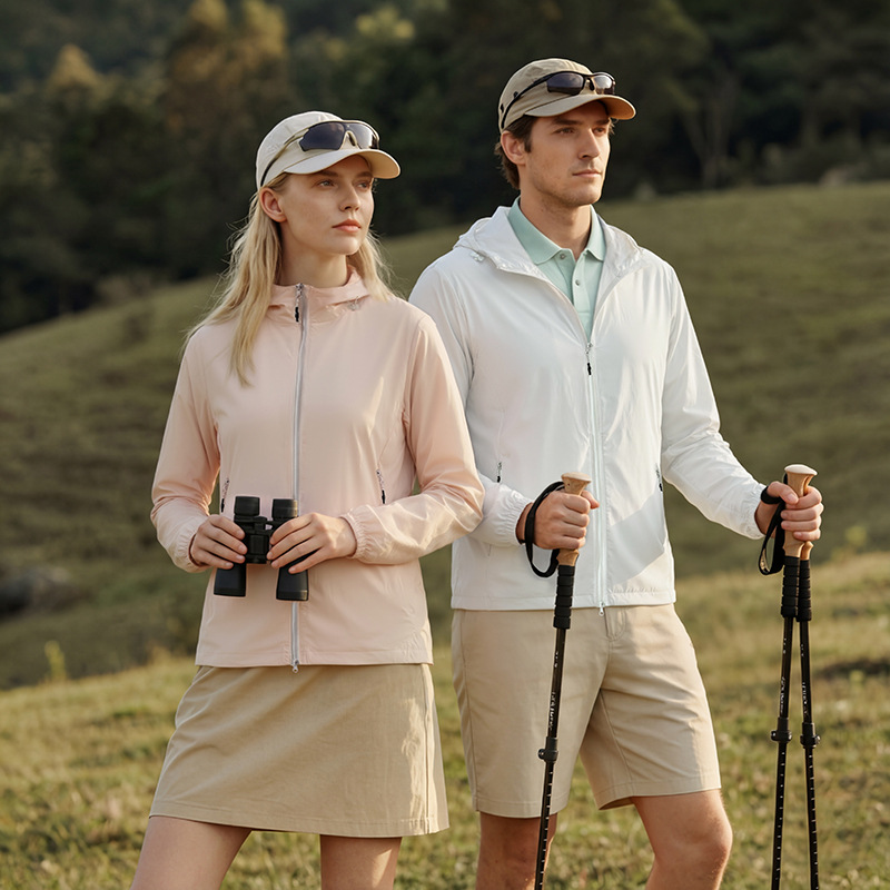 2026 New Summer Outdoor Sun Protection Clothing for Men, Elastic Ice Silk Cool Breathable Skin Jacket for Women, Detachable Hood Jacket