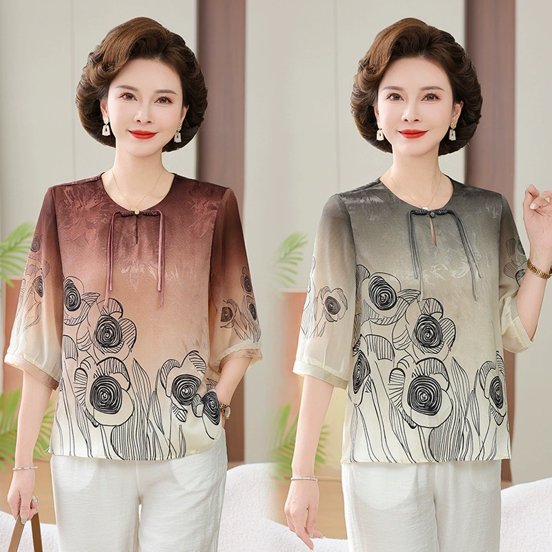 2025 Осенняя мода для мам: вязаный свитер для молодости, новый весенне-осенний топ с лацканами для женщин среднего и старшего возраста