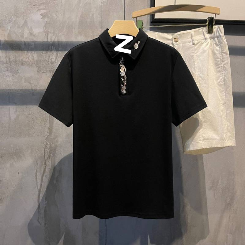 2025 National Wave New Chinese Plum Blossom Bordado solapa POLO Camisa casual de verano nuevo estilo de manga corta para hombres de moda