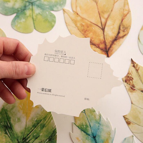 Beautiful leaf shape special shaped creative postcard New Year card 61 message card birthday card