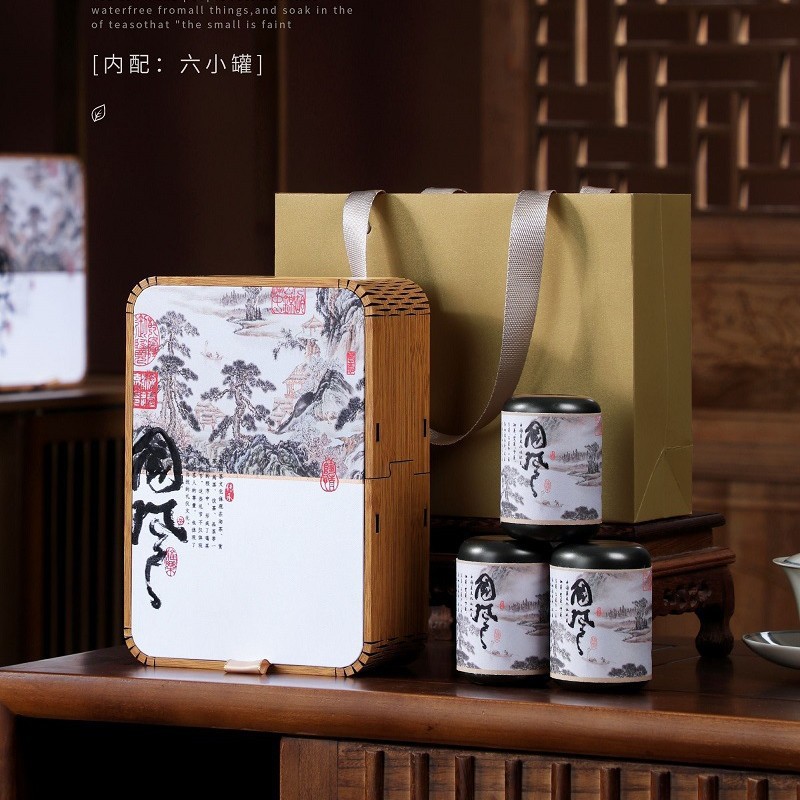 国风系列礼盒茶叶包装高档六小罐装单面包罐一大一小两铁罐装礼盒