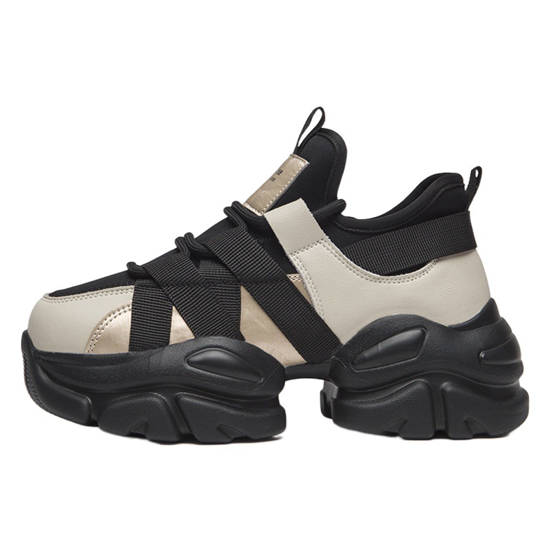 Zapatillas deportivas Augusden negras para mujer, modelo 2026, nuevas con plataforma y suela gruesa para personas pequeñas, estilo panda en blanco y negro.