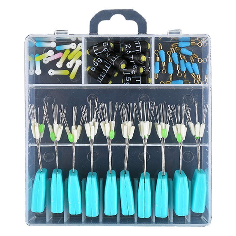 Silicone space bean set box 7+1 eight-shaped ring float seat large small size fishing gear line set accessories fishing lead skin float seat