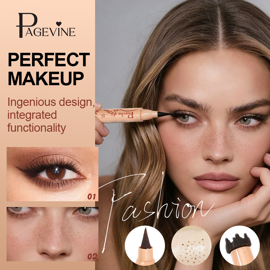 Transfronterizo maquillaje de color PAGE VINE sello de dos cabezas pecas rápido secado impermeable punto punto de punto lápiz de línea de ojos impermeable sin manchas