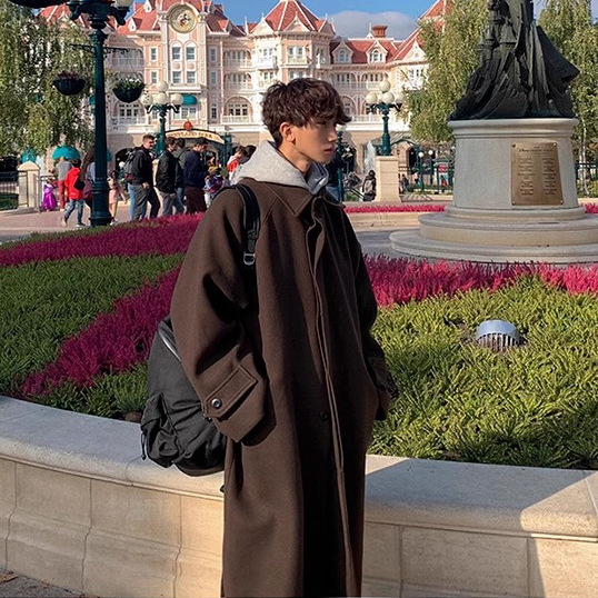 MYQ invierno Nuevo abrigo de lana de los hombres de estilo Coreano de media longitud gabardina abrigo de moda engrosada suelta top