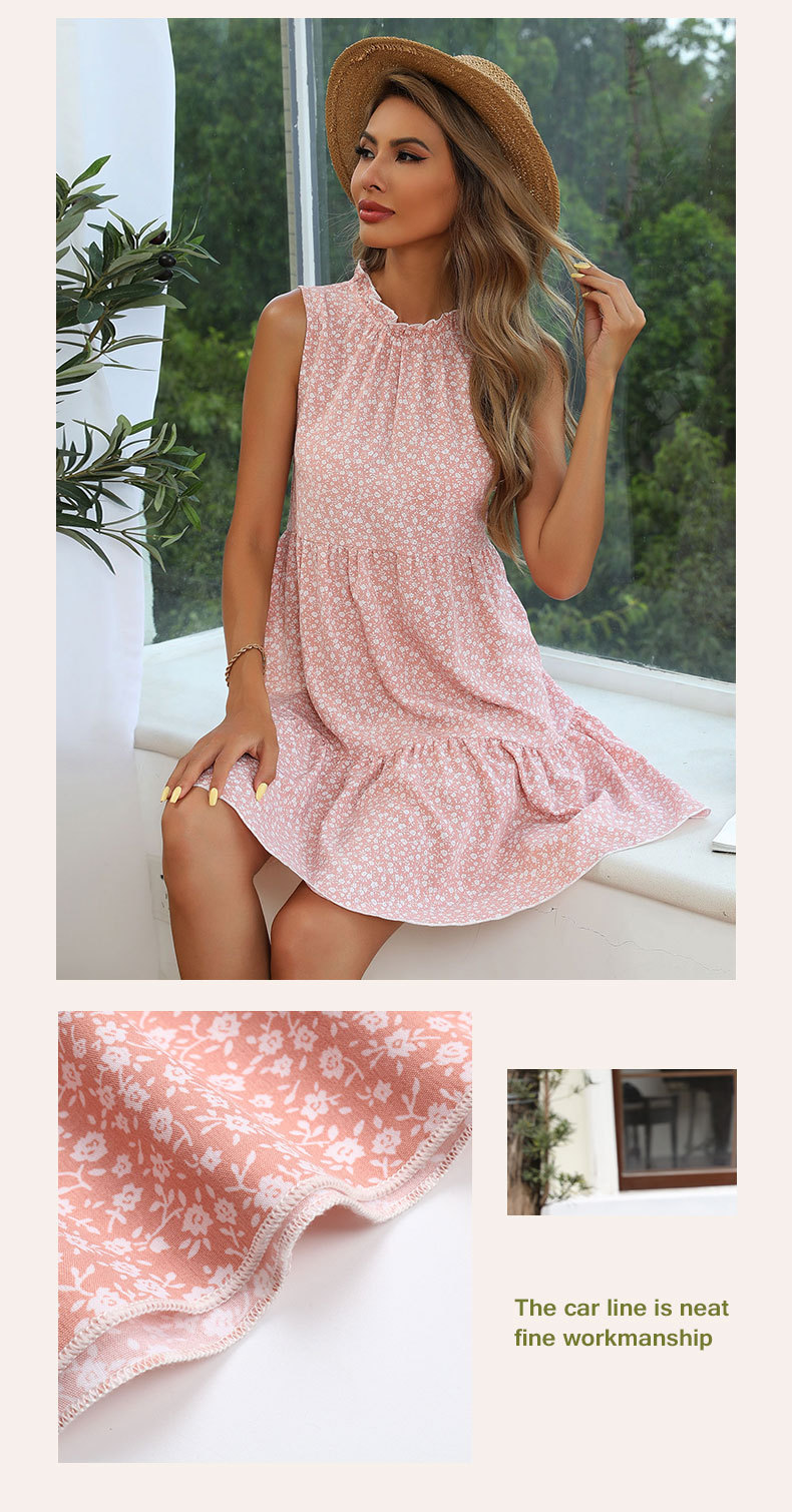 Loose Floral Sleeveless Dress NSDMB108576