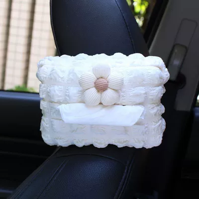 Car Interior Decoration for Girls, Car tissue box/set - 18x22x3cm-size-without-paper-puff-tissue-box-rice-five-petal-flower