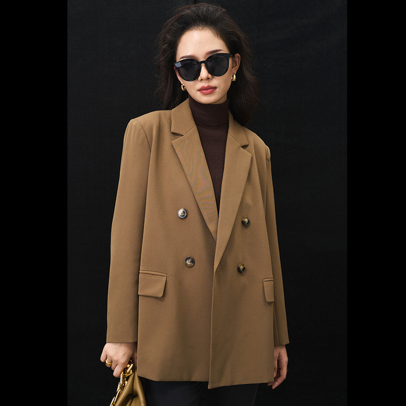 [Shengdu] Sndu26 New Korean Style Loose-Fitting Slimming Elegant Casual Commuter Double-Breasted Blazer for Women