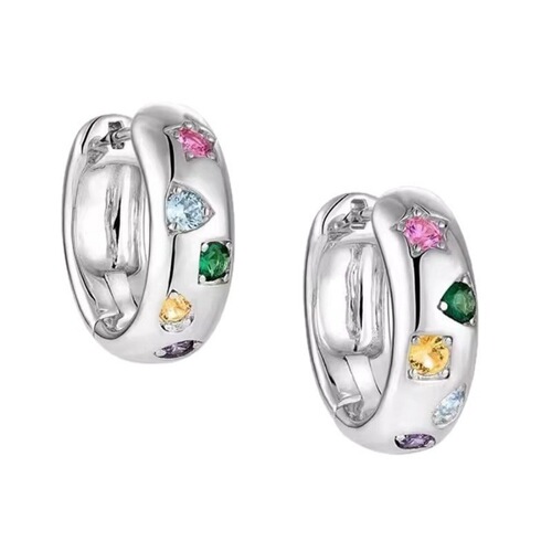Minimalist Colorful Zircon Star Circle Earrings for Women, Lightweight Luxury, Unique Design, High-End Retro, Versatile Hoop Earrings