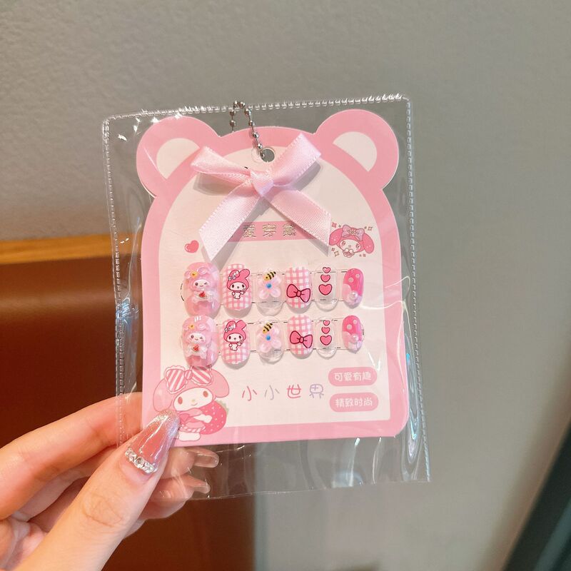 儿童穿戴甲三丽鸥立体指甲贴女童新款美甲半手工可拆卸自粘防水贴|undefined