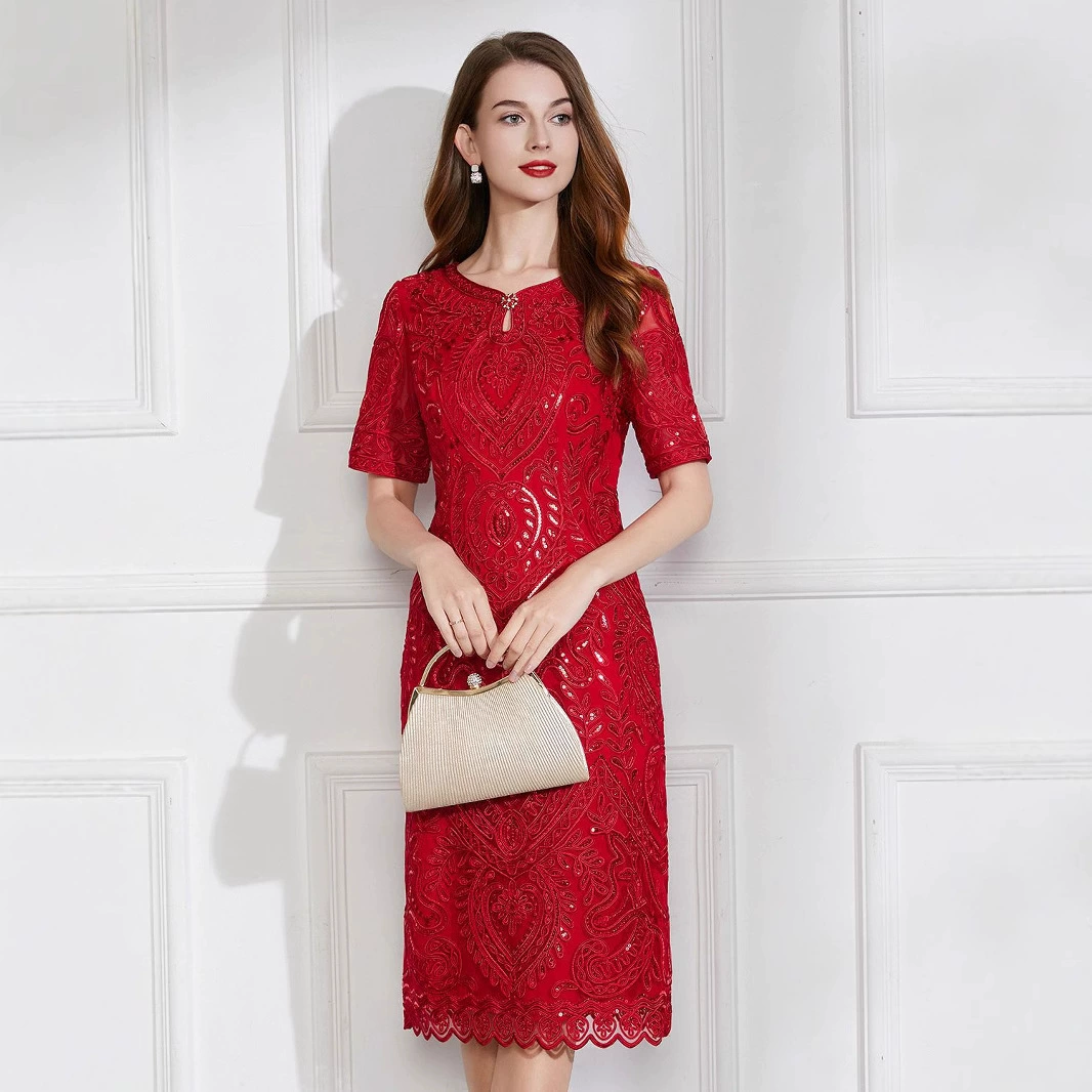 Шэньчжэнь высокого класса банкет платье большого размера 2023 летние короткие рукава