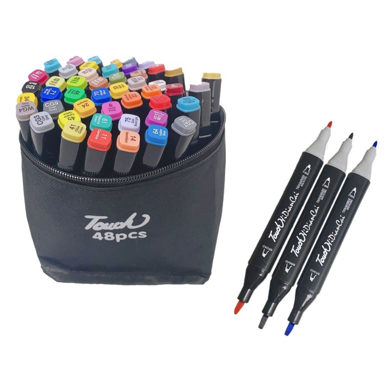 48-Color Marker Pen Set Double-Ended Alcohol-Based Oil-Based Children's Student Art Drawing Quick-Drying Pens Watercolor Pens Wholesale