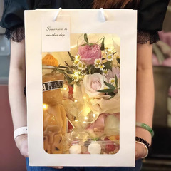 櫥窗手提袋教師節情人節開窗透明鮮花花束袋子聖誕禮品包裝袋