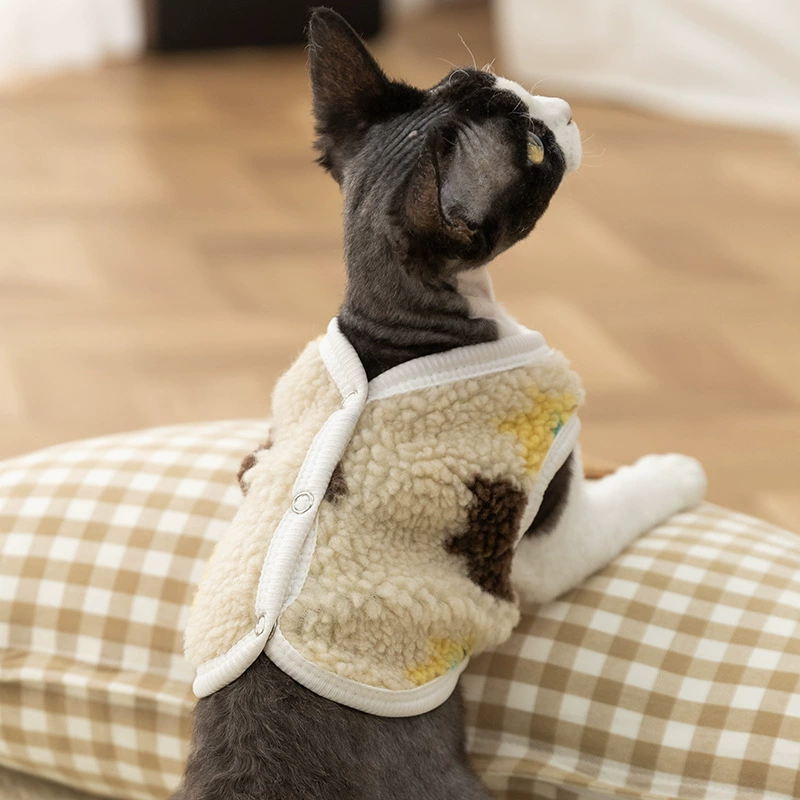[Предпродажа 10% off] Осенне-зимний трехцветный кашемировый жилет с медведем, одежда для кошек и собак, флисовая одежда для домашних животных