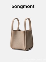 [Ready Stock] Songsong Bag Vegetable Basket Medium Cowhide Large Capacity Handbag Bucket Bag Crossbody