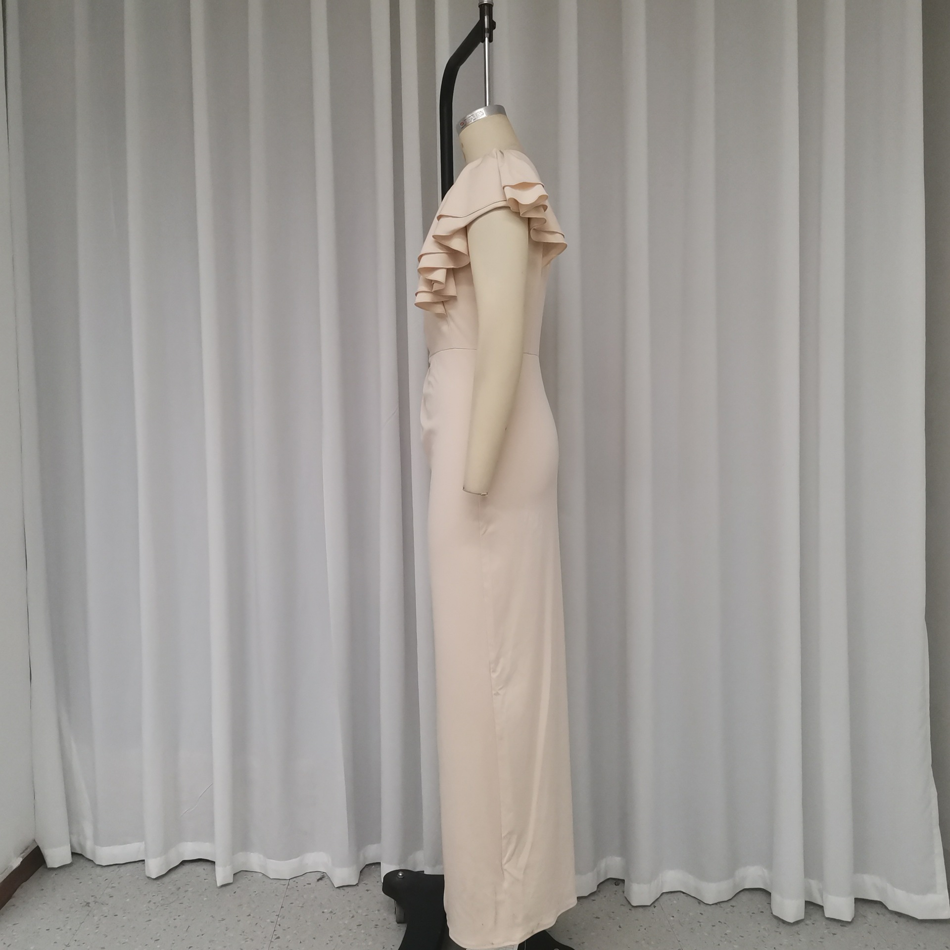 Women Clothing Hollowed out off Shoulder Ruffled Dress
