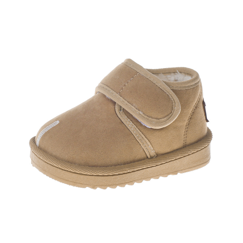 Botas de nieve para niños 2025 invierno nuevos zapatos de algodón para niñas con calentamiento de terciopelo zapatos de bebé de moda para niños botas de algodón de barril corto