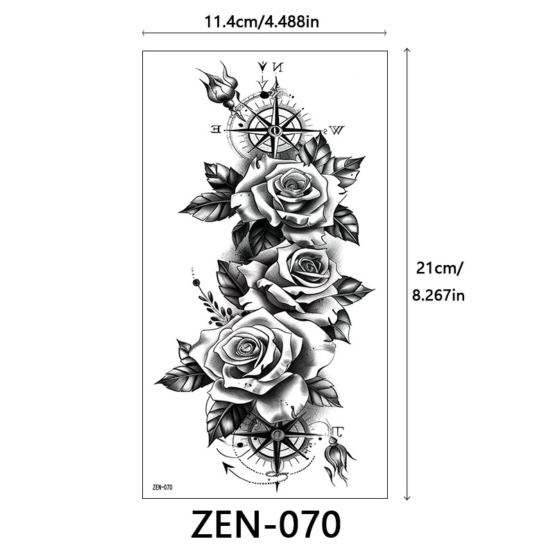 新品跨境 ZEN小全臂纹身贴半臂纹身贴动物花朵万圣节纹身贴tattoo|undefined