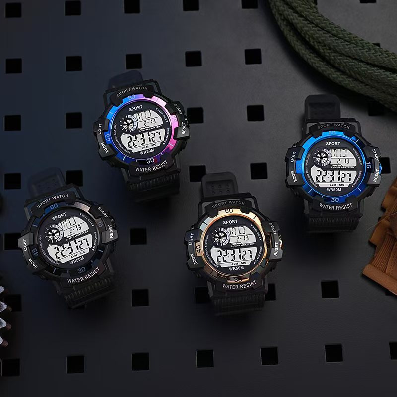 Cross-Border Colorful Electronic Watch Multi-Functional Waterproof and Fall-Resistant Sports Watch Youth Digital Display Luminous Electronic Watch