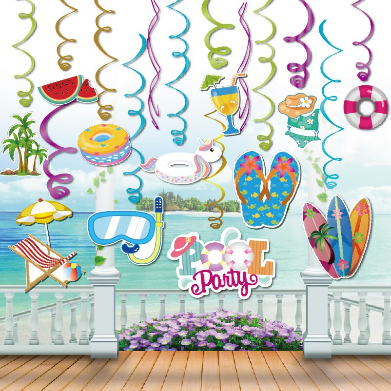 2026 New Pool Party Pvc Garden Decoration Spiral Hanging Ornaments Parent-Child Interactive Party Atmosphere Decoration Supplies