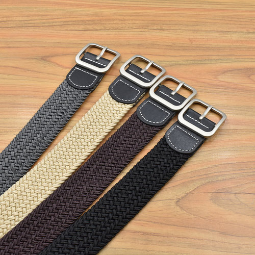 Hong Kong style simple canvas belt men's Korean version trendy fashion retro ins casual student woven elastic belt