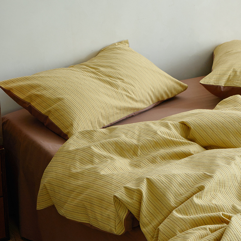 Parure de lit 4 pièces en jacquard de coton style vintage_voghion.com